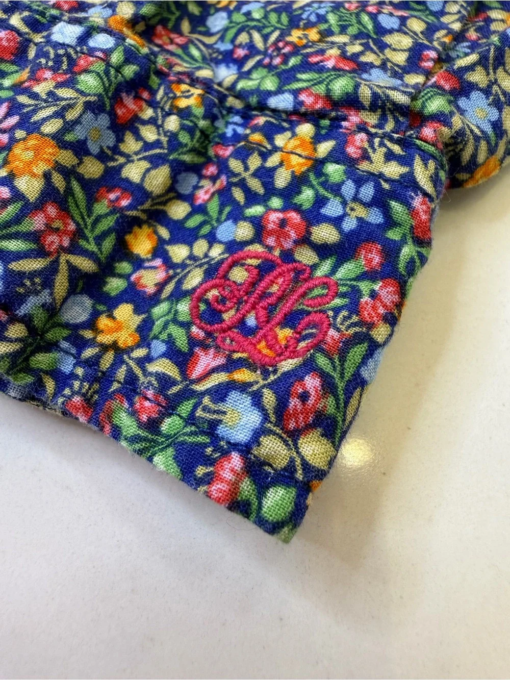 Ralph Lauren Girls 6X Floral Ruffle Button Down 100% Cotton Navy Cottagecore